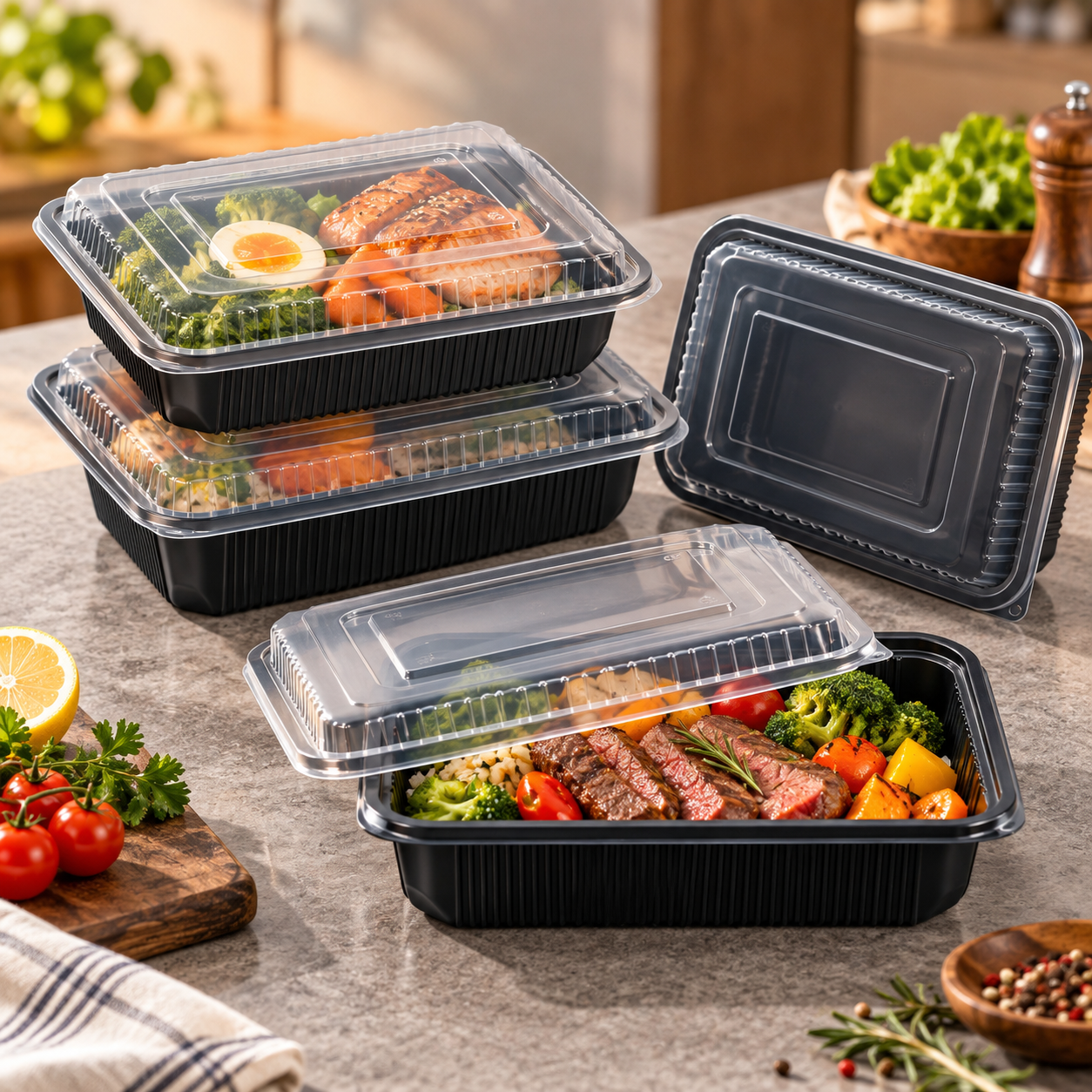 1400ml PP 1-Compartment Leak-Resistant Meal Container SKU FG2-01TZ TG - Gallery Image