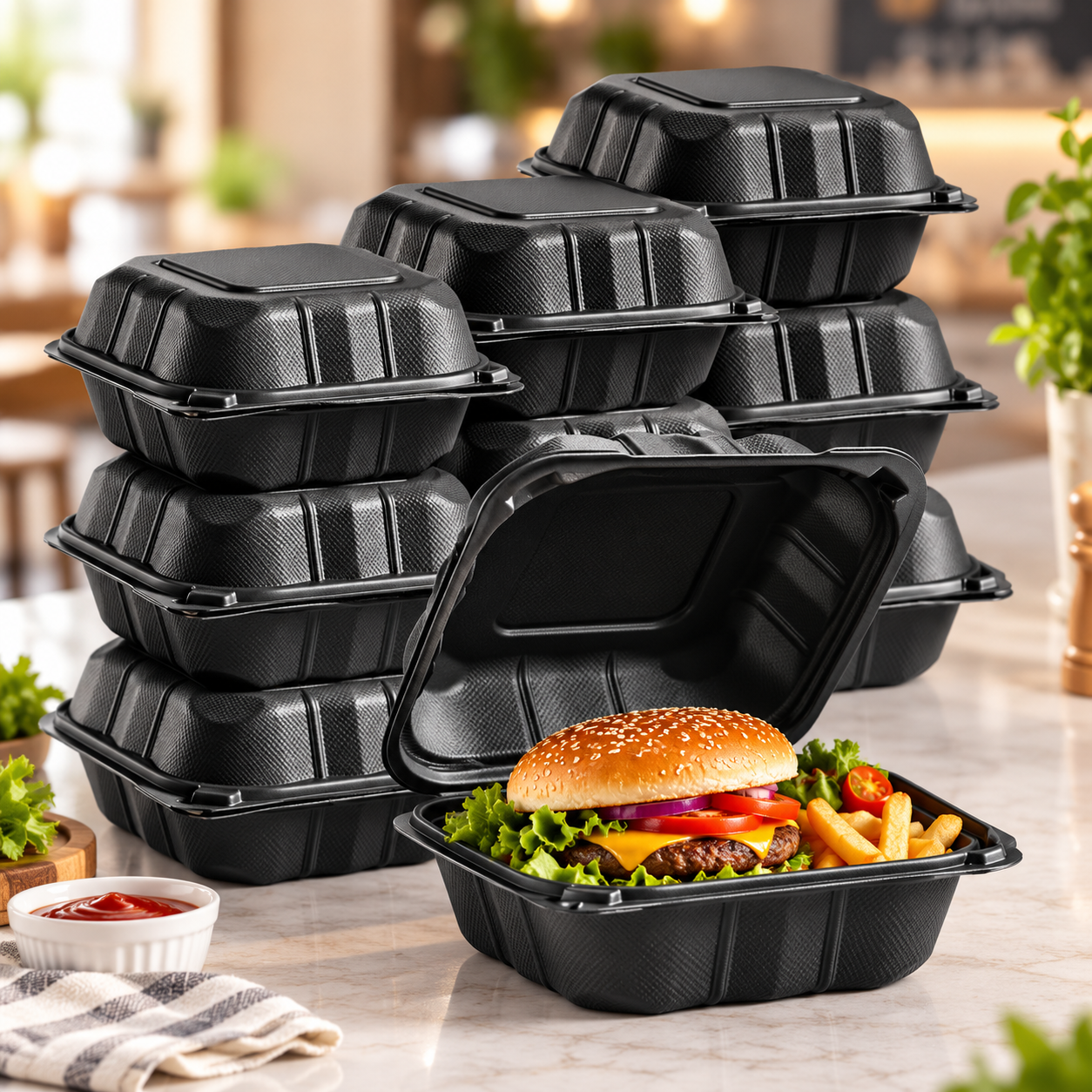 Meal prep containers with fresh food