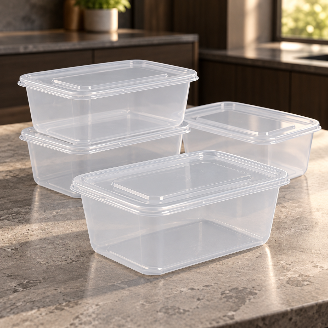 1000ml PP Rectangular Food Storage Container SKU FG1-1000B-2 - Gallery Image