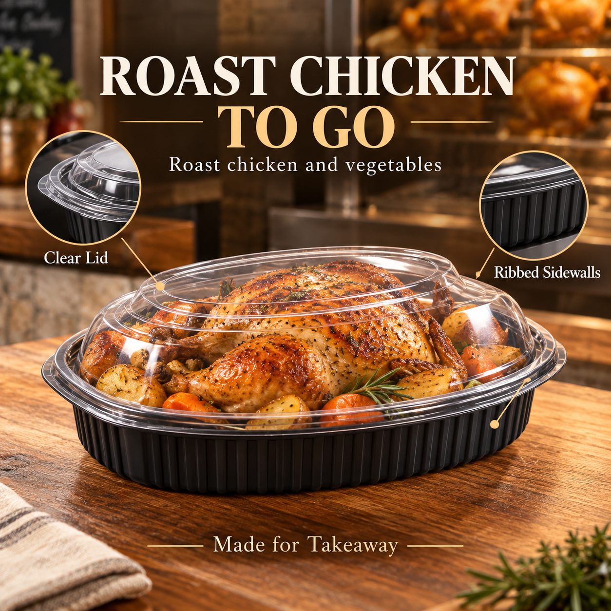 850ml PP 1-Compartment Oval Takeaway Container SKU FG3-7000-28oz - Gallery Image