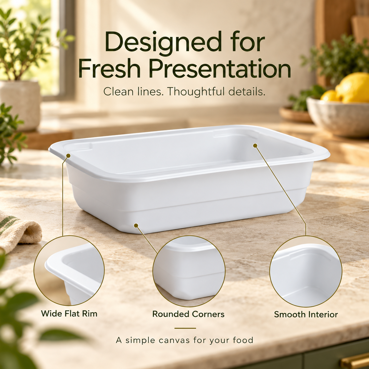 700ml MFPP 1-Compartment Film-Seal Food Tray SKU T3-700 - Gallery Image