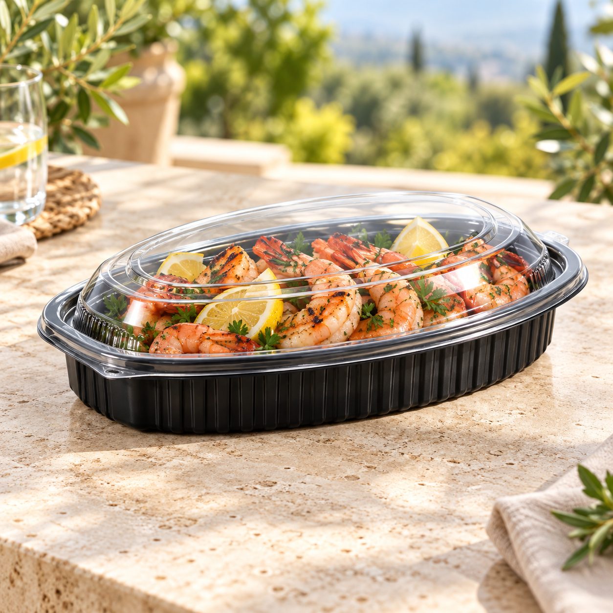 650ml PP 1-Compartment Oval Takeaway Container SKU FG3-7000-21oz food container