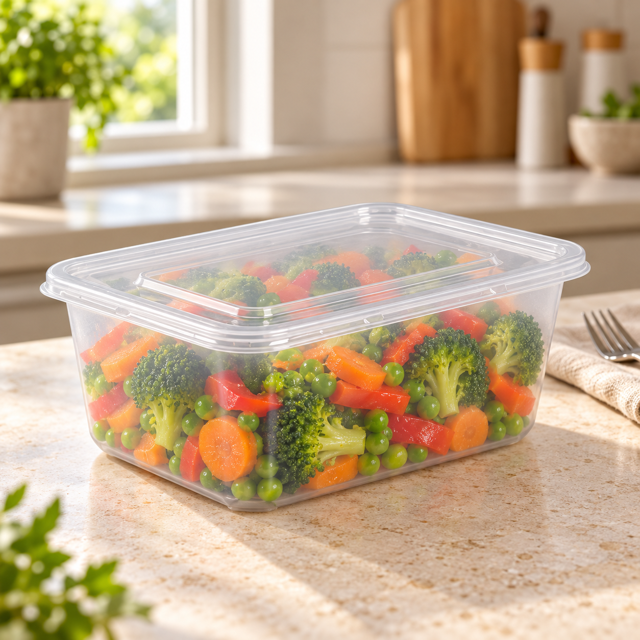 1000ml PP Rectangular Food Storage Container SKU FG1-1000B-2 food container