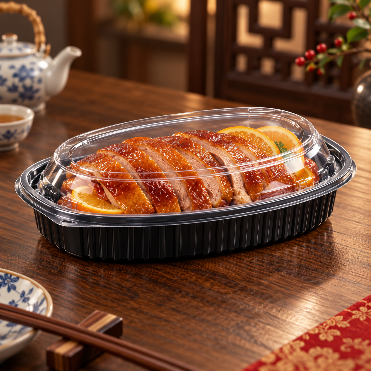 950ml PP 1-Compartment Oval Takeaway Container SKU FG3-7000-32oz food container