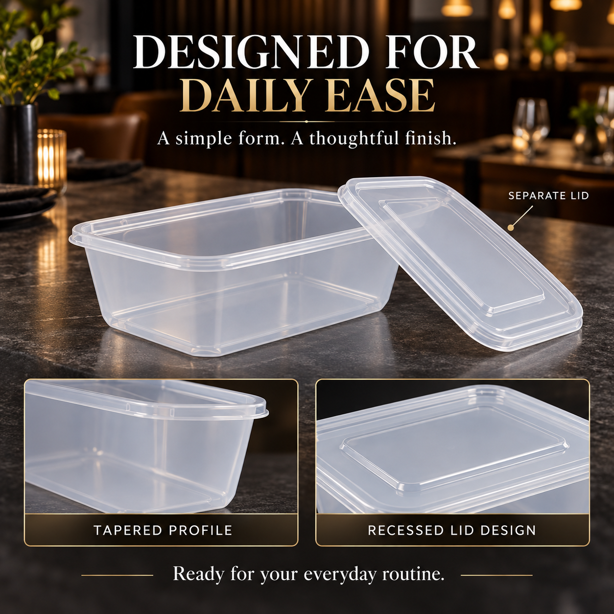 750ml PP Rectangular Food Storage Container SKU FG1-750B-2 - Gallery Image