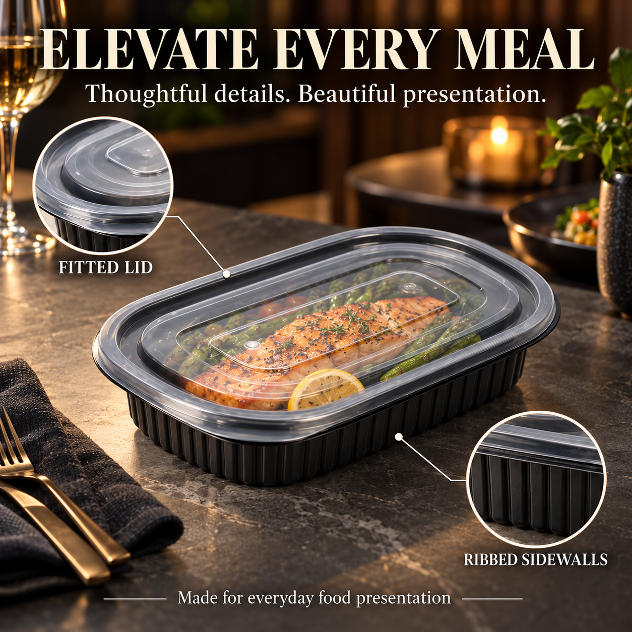 750ml PP 1-Compartment Oval Takeaway Container SKU FG3-8000 - Gallery Image