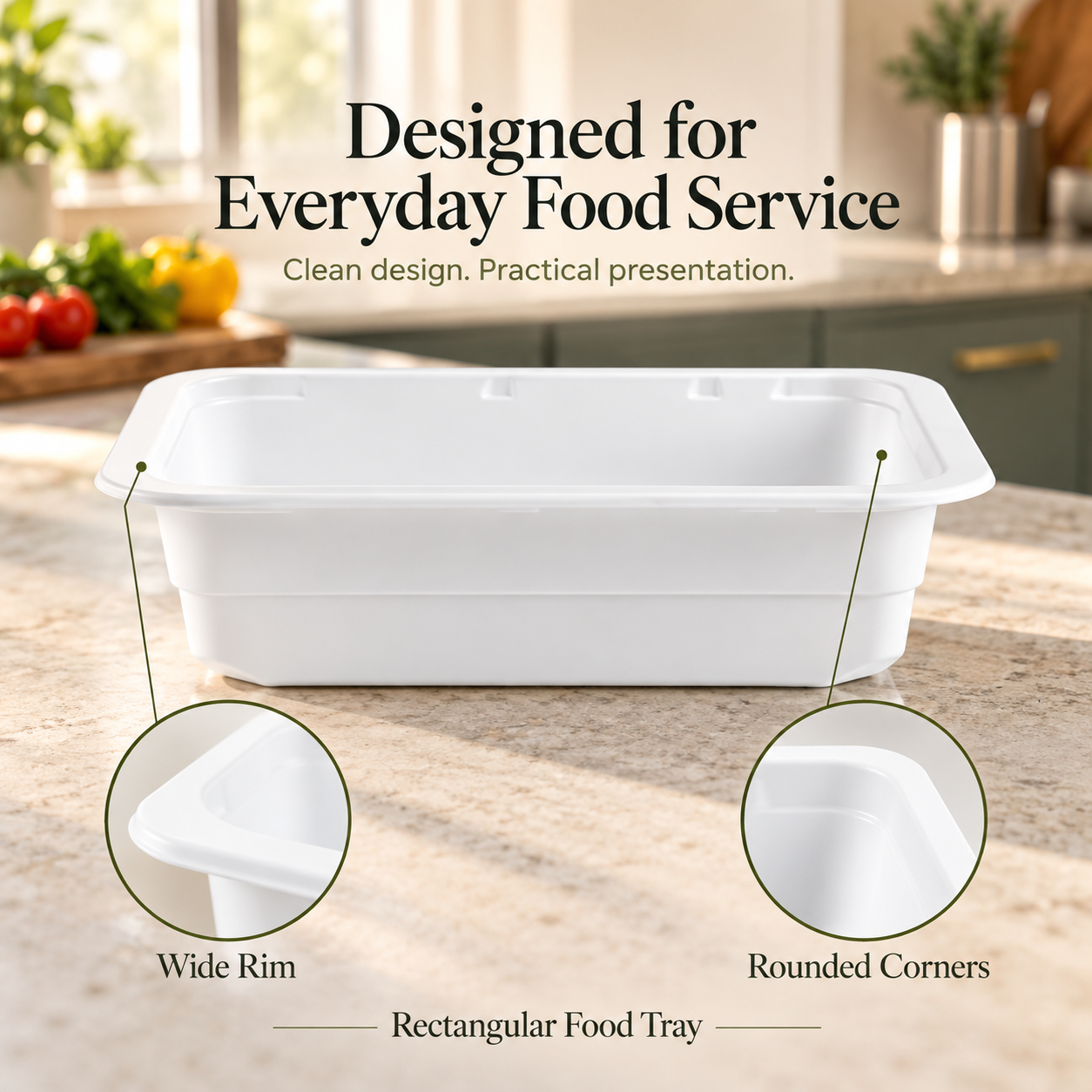 1000ml MFPP 1-Compartment Film-Seal Food Tray SKU T3-1000 - Gallery Image
