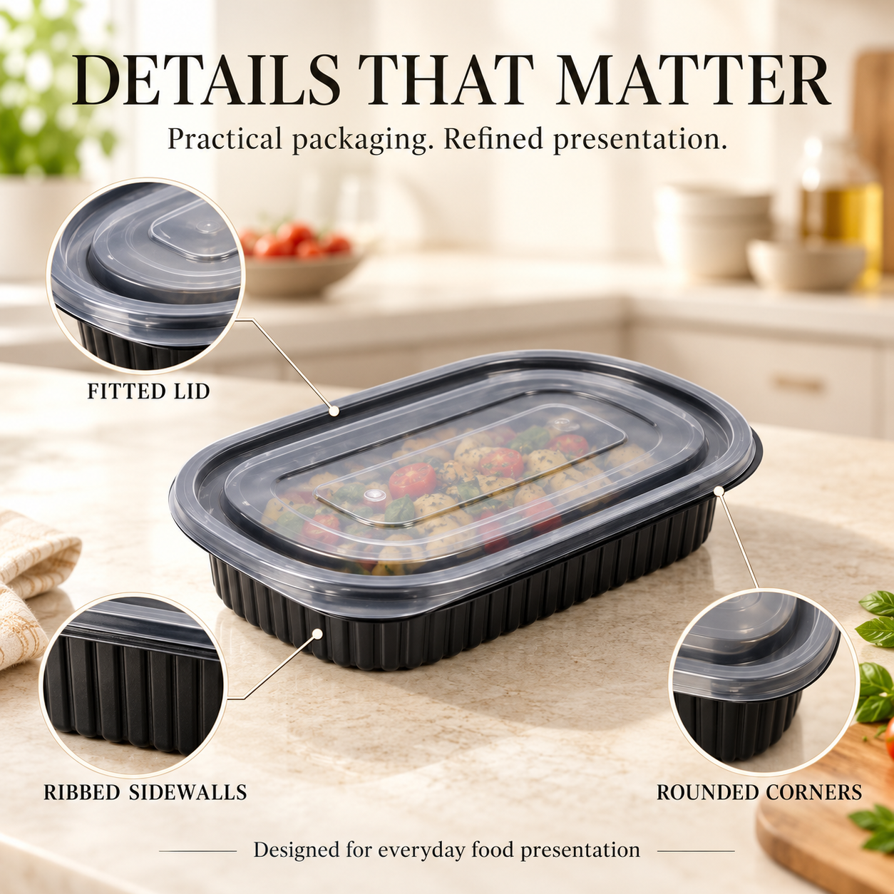750ml PP 1-Compartment Oval Takeaway Container SKU FG3-8000 - Gallery Image