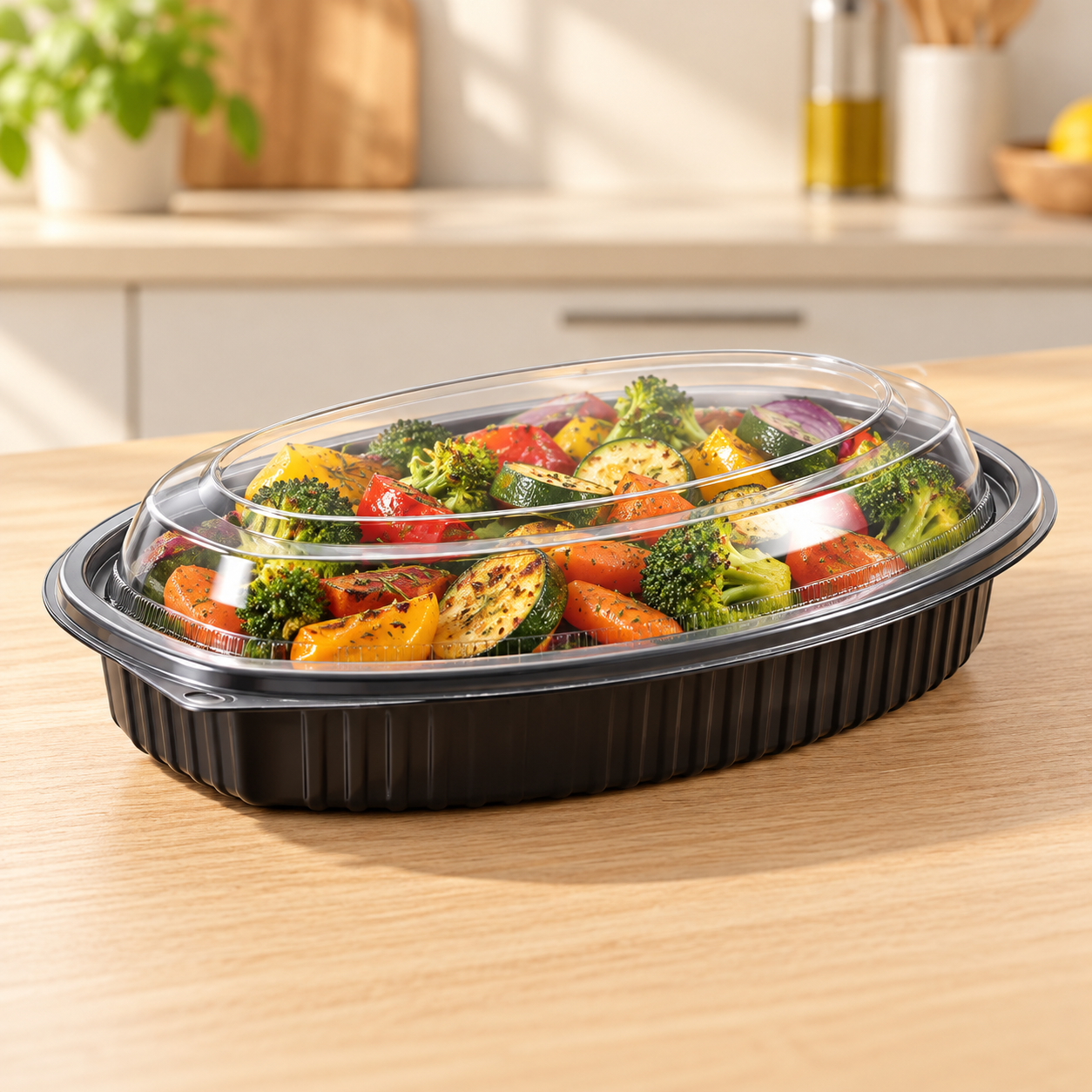 700ml PP 1-Compartment Oval Takeaway Container SKU FG3-7000-24oz food container