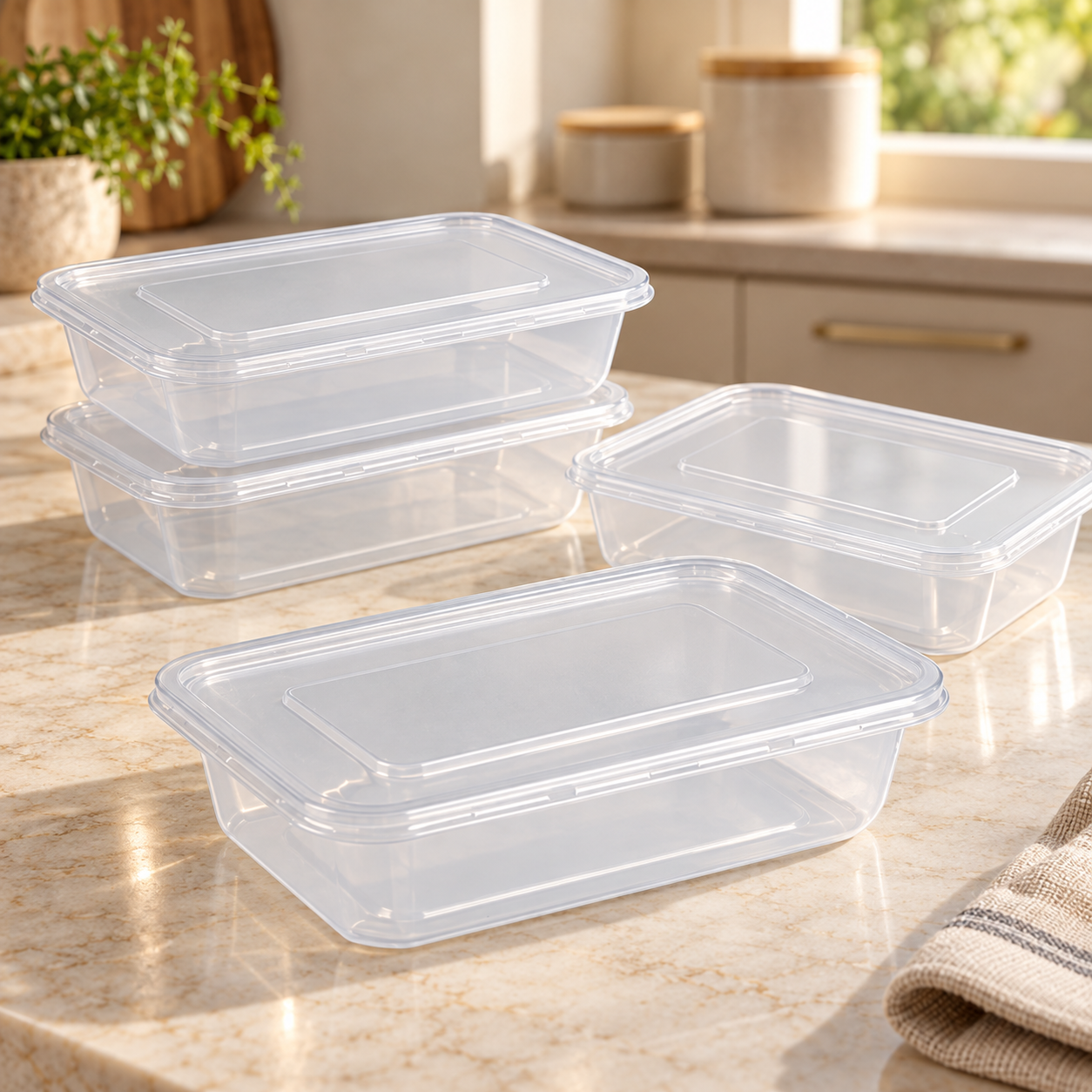 650ml PP Rectangular Food Storage Container SKU FG1-650B-2 - Gallery Image