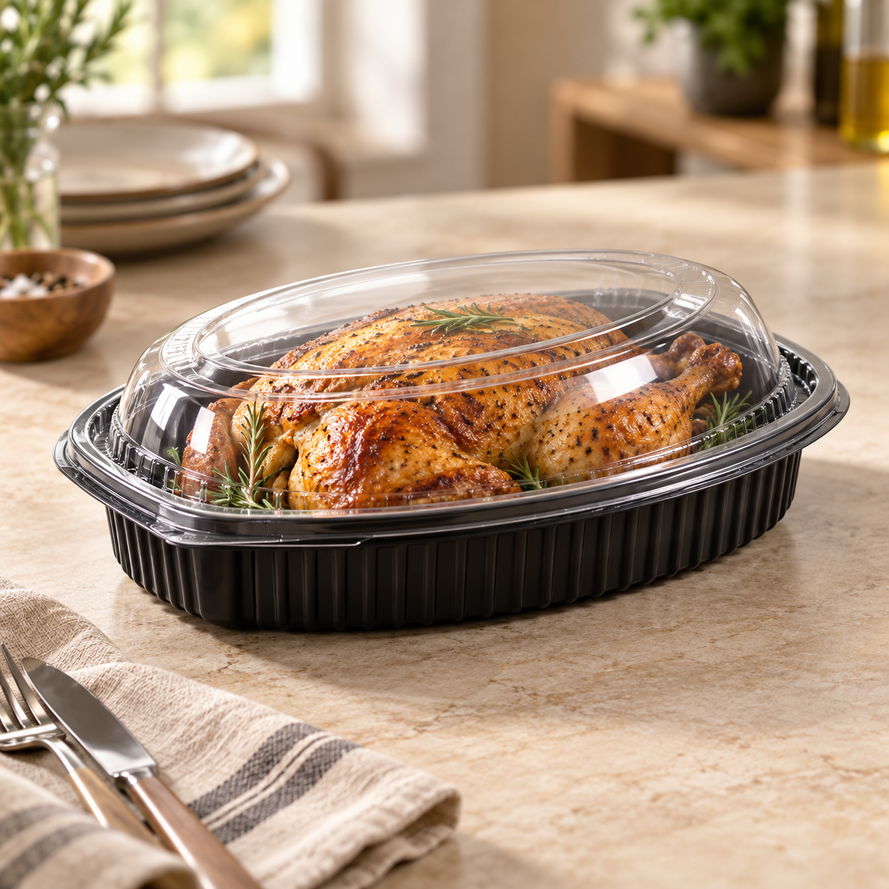 850ml PP 1-Compartment Oval Takeaway Container SKU FG3-7000-28oz food container