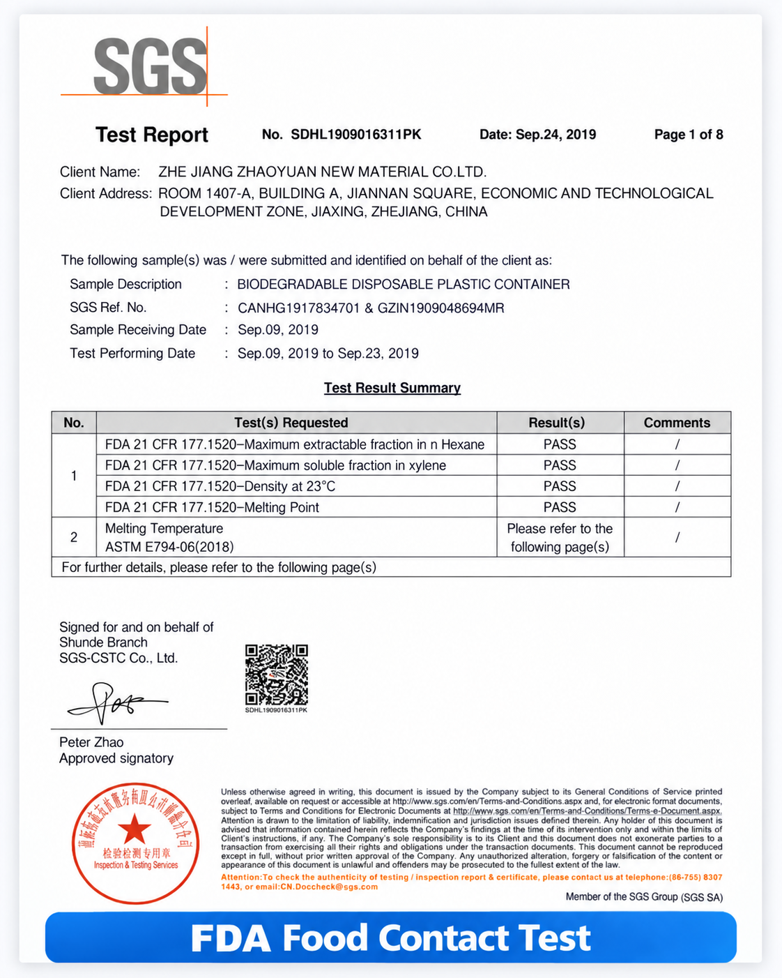FDA food contact test report thumbnail